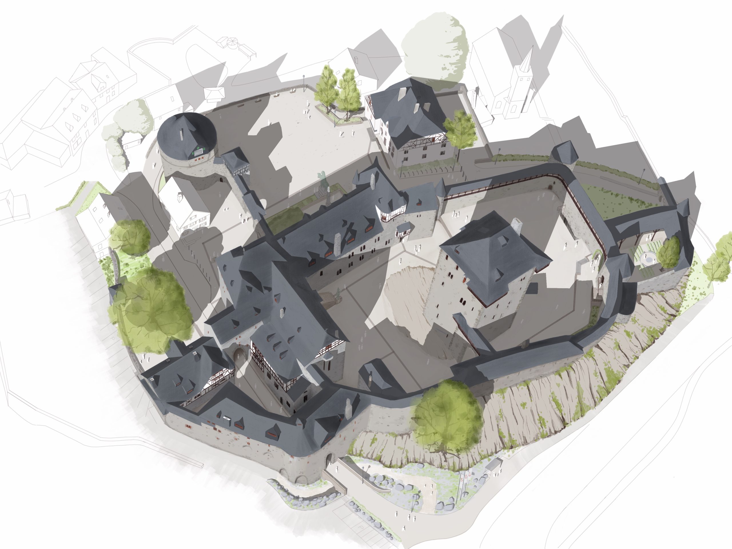 Vogelperspektive Schloss Burg